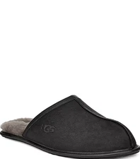 SPECIAL PRICE UGG Men's Scuff Leather Slippers, Black (Authentic)