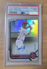 Won-Bin Cho 1st Bowman Chrome 2022 Refractor Auto /499 PSA 9 CPA-WC MLB Card