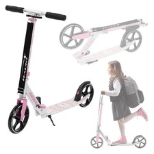 Trottinette de ville pliable reglable pour enfants et adultes rose roues XXL