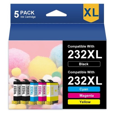 5-Pack 232XL T232 XL Ink Cartridge for Epson 232 WF-2930 WF-2950 XP-4200 XP-4205