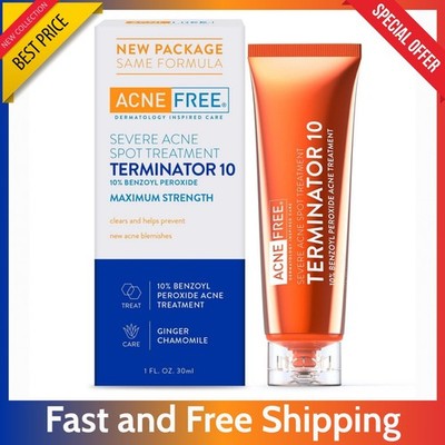 AcneFree Terminator 10 Acne Cream   10% Benzoyl Peroxide Spot Treatment, 1 Ounce