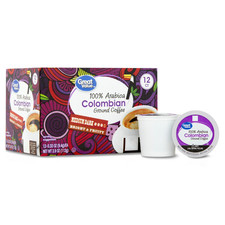 Great Value 100 Arabica Colombian Medium Dark Roast Ground Coffee Pods 12 Ct