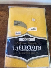 Vintage Vinyl Flannel Back Tablecloth ,52" x 90" Oblong, yellow nos