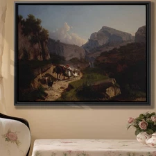 Landscape Oil Painting Canvas Print Rustic Wall Art Rural Decor Vintage Artwork