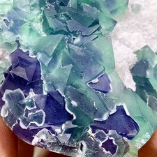 233G Natural purple green octahedral fluorite and calcite symbiosis mineral