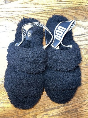 UGG Black Fluff Yeah Platform Slide Sandals Women Sz 8 Sherpa NWOT