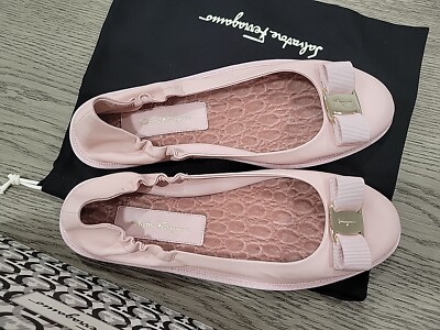 Salvatore Ferragamo Varina Voy 5cm Pink Ballerina Flat Shoes 10 C
