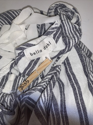 Bella Dahl Romper Jumpsuit Sz S striped Open Back with Tie linen 2055 - Picture 5 of 7