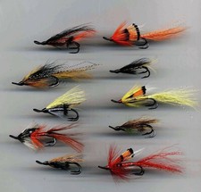 Salmon Flies Traditional Double Hook Hair-wing Salmon Fliesx10 size 6 (code 247)