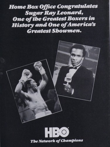 Sugar Ray Leonard Vintage 1987 HBO felicita anuncio impreso original 8,5 x 11" - Imagen 3 de 3