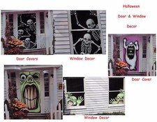 Halloween Door Cover Window Scene, Murals Trick or Treat Decor - Your Choice