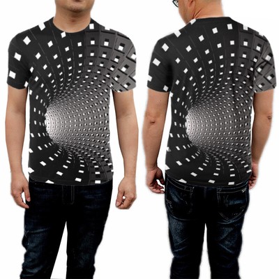 Men Short Sleeve T-Shirt 3D Swirl Print Optical Illusion Hypnosis Tee Tops AU | eBay