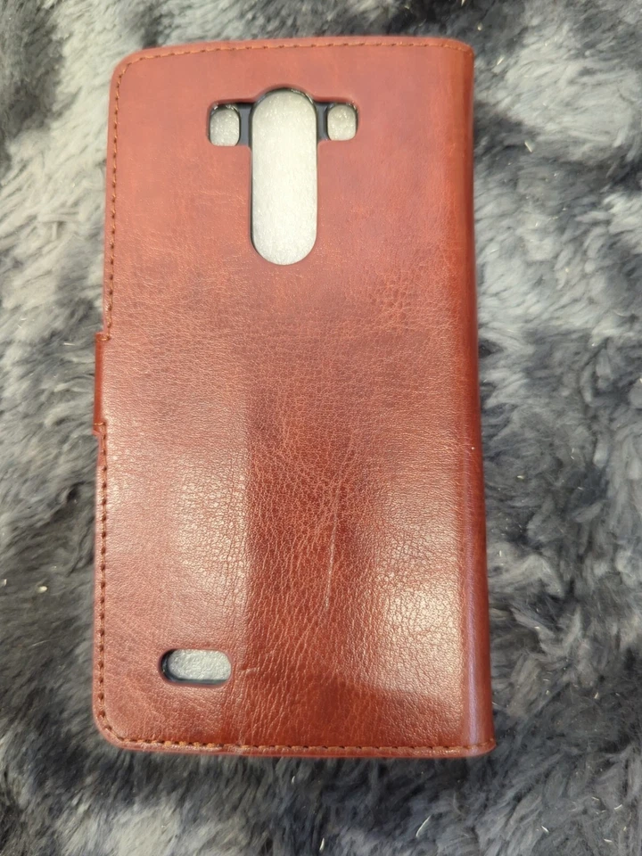LG "G3" Phone Case Magnetic Closure Credit Card Slots, Inner Pocket BROWN - NEW - Image 2 of 4
