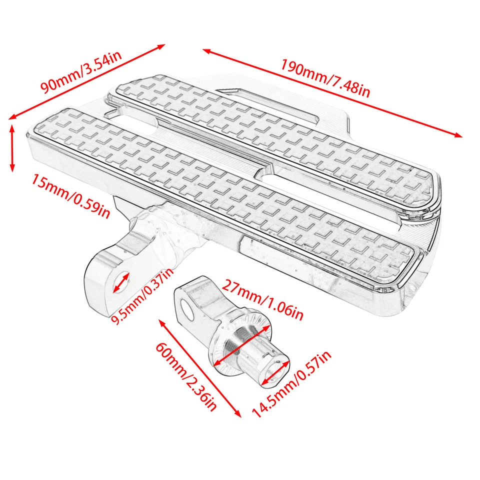 Male Mount Floorboard For Harley Touring Road Glide Electra Glide Footboards - Bild 2 von 4