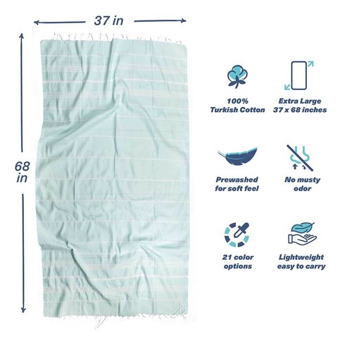 Hencely Striped Beach Towel – Lightweight Cotton Towel for Travel & Pool - Bild 188 von 206