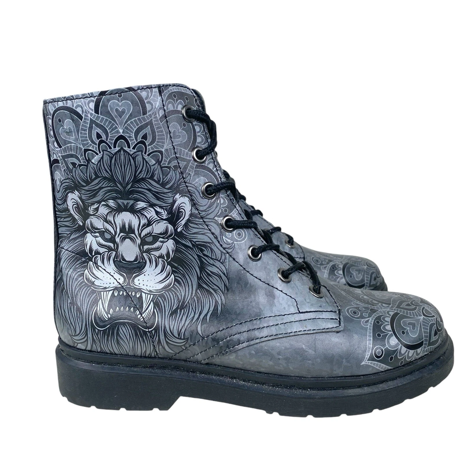 TOPSHOP STIVALI MANDALA RAAD SHOP GRIGIO LEONE UNISEX UOMO 9 DONNA 10 5 GRAFICA STAMPATA 42 5