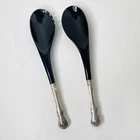 Towle French Provincial Sterling Silver Salad Serving Set Black Ebony Bowl VTG