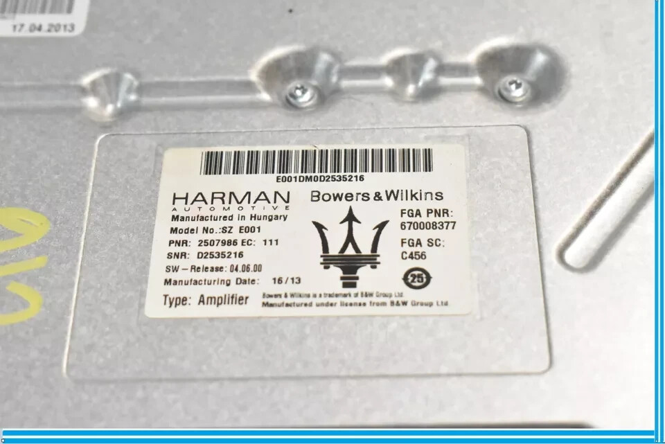 14-17 Maserati Quattroporte M156 Ghibli Bowers & Wilkins Audio Amplifier Amp OEM