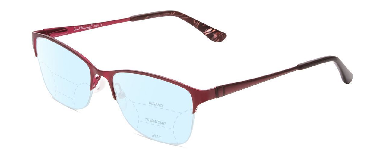 Ernest Hemingway H4680 Blue Light Blocking Glasses Multi-Focus Burgundy Clear 52mm