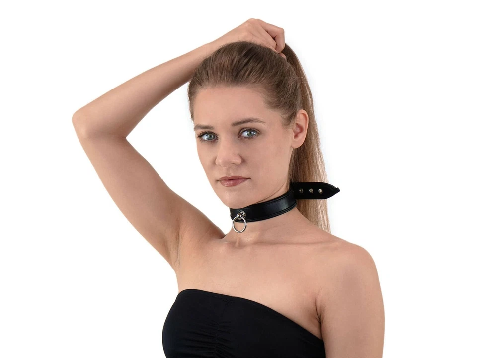 EDD LOVE-TOYS® Schmales BDSM Halsband mit Ring der O Slave O-Ring Bondage Leder schwarz N2837