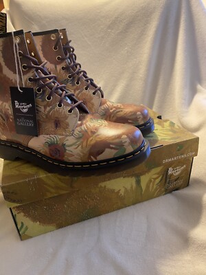 NIB DR MARTENS NATIONAL GALLERY ART VAN GOGH 1460 SUNFLOWERS  display picture 1