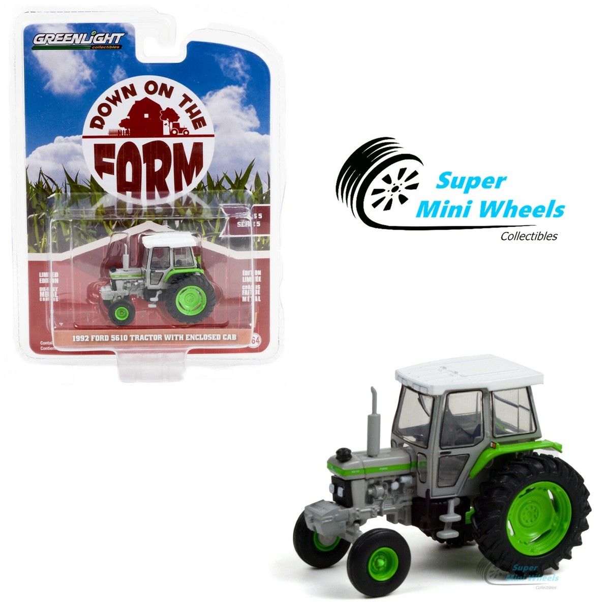 Greenlight 1:64 - 1992 Ford 5610 with Enclosed Cab (Green) - Farm