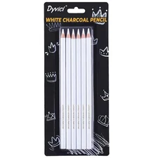6 White Charcoal Pencils – Highlight Shade & Blend for Sketching