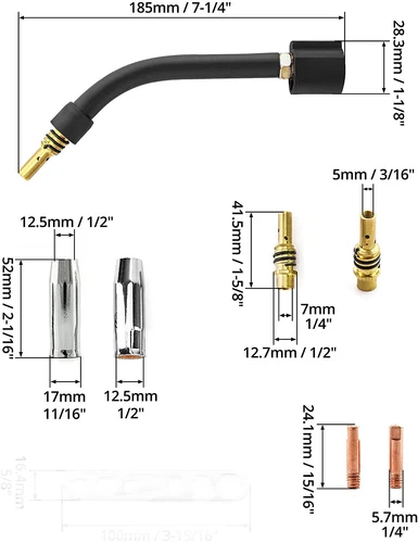 Spitze Düsenteile passend für Vulcan OmniPro 220 MIGMax 140 215 63616 63617 Schweißgerät, 15 Stück - Bild 2 von 5