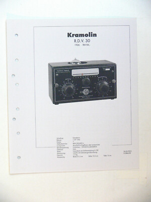 ausgezeichneter Schaltplan mit Foto und Textbeitrag: Kramolin R.D.V. 40 von 1927