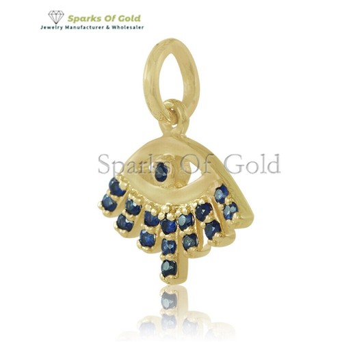 Zafiro Azul 0.21 Ct Mal de Ojo Dije Colgante Oro Sólido 14k Ropa de Fiesta Joyería - Imagen 3 de 3