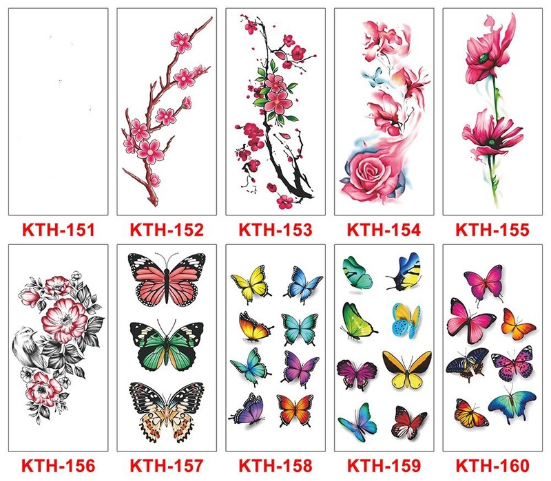 8  Sheets  Woman Butterfly Waterproof Body Temporary Tattoos Stickers US Seller