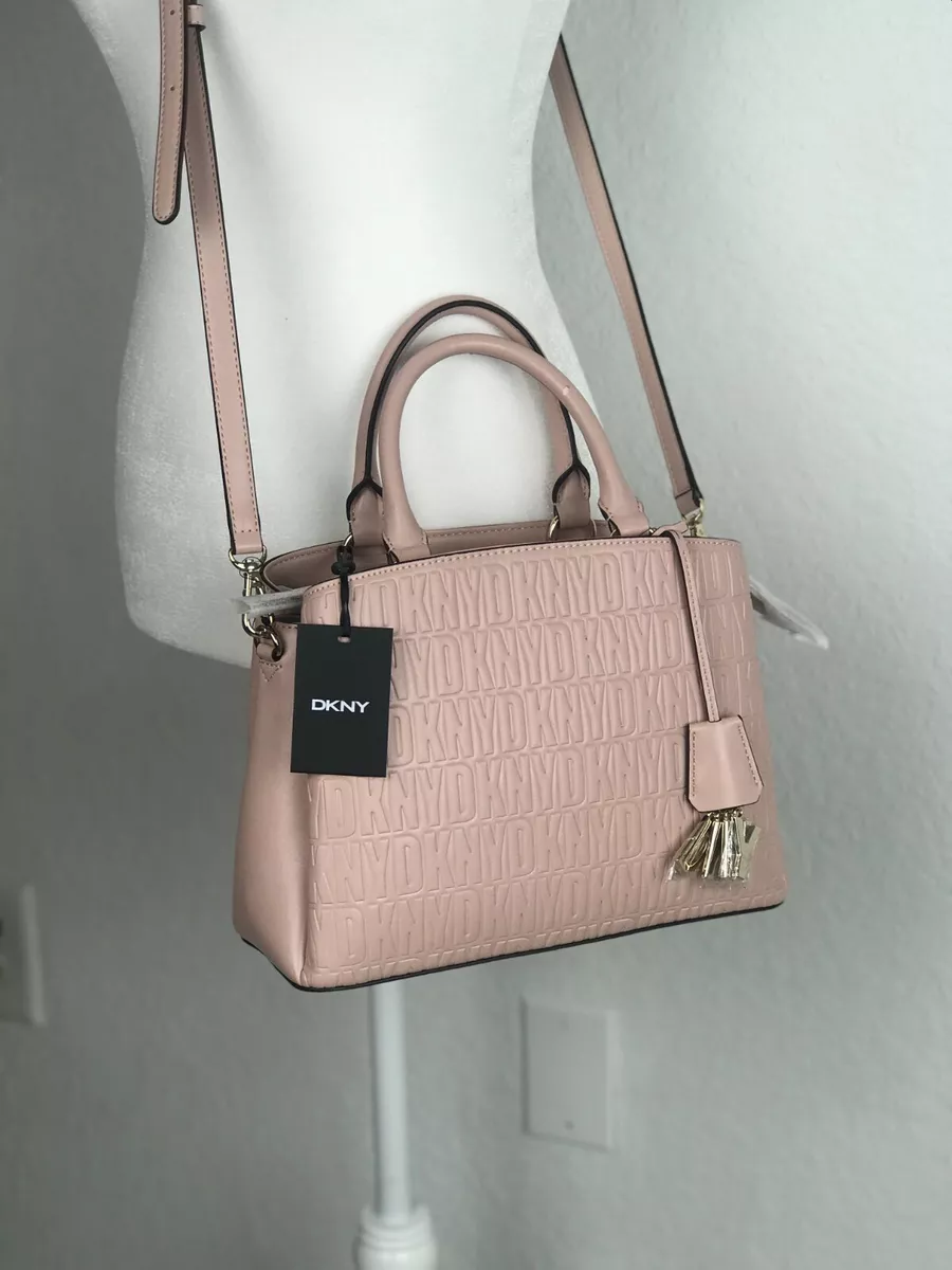 DKNY Signature Logo PAIGE MD SATCHEL SHOULDER Bag BLUSH PINK Handbag NWT  $228