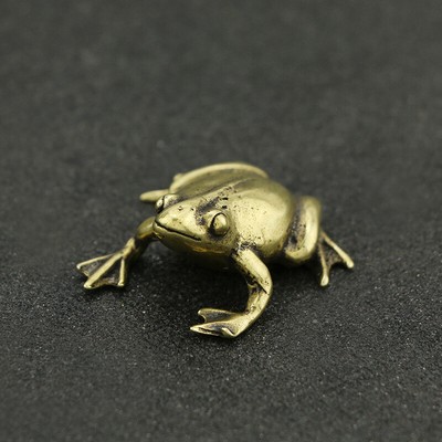 Brass Solid Antique Frog Bronze Sculpture toad Handle Tea Pet Decoration Art toy