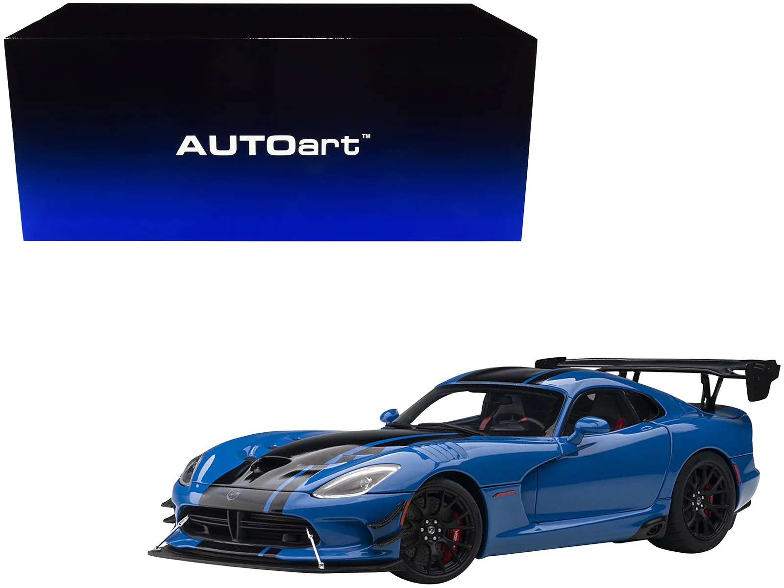 2017 Dodge Viper ACR Competition Blue Black Stripes 1/18 Scale Model Car