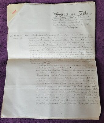 1903 Moreton Pinkney Abstract of Title 1839 - 1909.  11 Seiten Henry Peck
