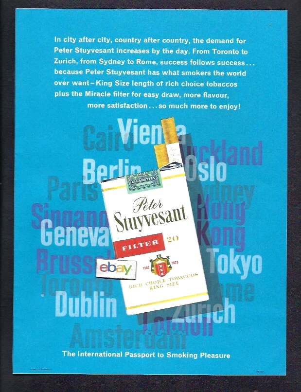 peter syvertsen cigarettes Peter Stuyvesant Collectible Tobacco Cigarettes for sale