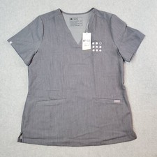 Figs Casma Scrub Top Size Med M Short Sleeve V-Neck Gray 3 Pocket with LOGO- NEW
