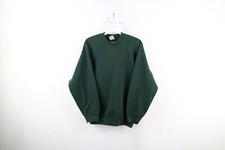 Vtg 90s Streetwear Womens Large Faded Blank Crewneck Sweatshirt Hunter Green USA