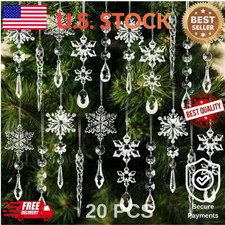 20pcs Christmas Ornaments Christmas Tree Decorations Hanging Acrylic Snowflake I