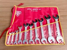 VINTAGE INDESTRO MFG. NO. 941-10MM METRIC OPEN END WRENCH SET ( 10 PIECES NEW )