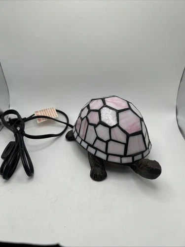 Vintage Turtle Tiffany Style Stained Glass Accent Table Lamp Night Light garden