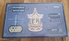 New Mechanical Music Box Wooden Kit By ROKR, Romantic Carousel, Sealed...
