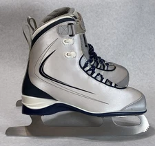 Women's Lake Placid Supreme #694 Brand NEW Ice Skates Silver/Blue Stripe Size 7