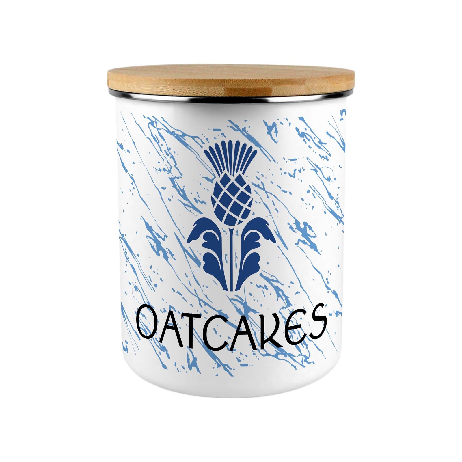 Scottish Thistle Oatcakes Canister - Extra-Large Enamel Kitchen Storage Tin