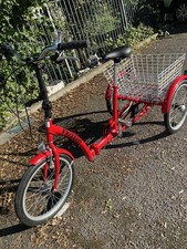 A Brand New Red Foldable Trike 3-Wheel Folding Tricycle Adult Trike With Basket