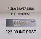 Genuine Rizla Silver King Size Rolling Papers Pack of 50 Booklets