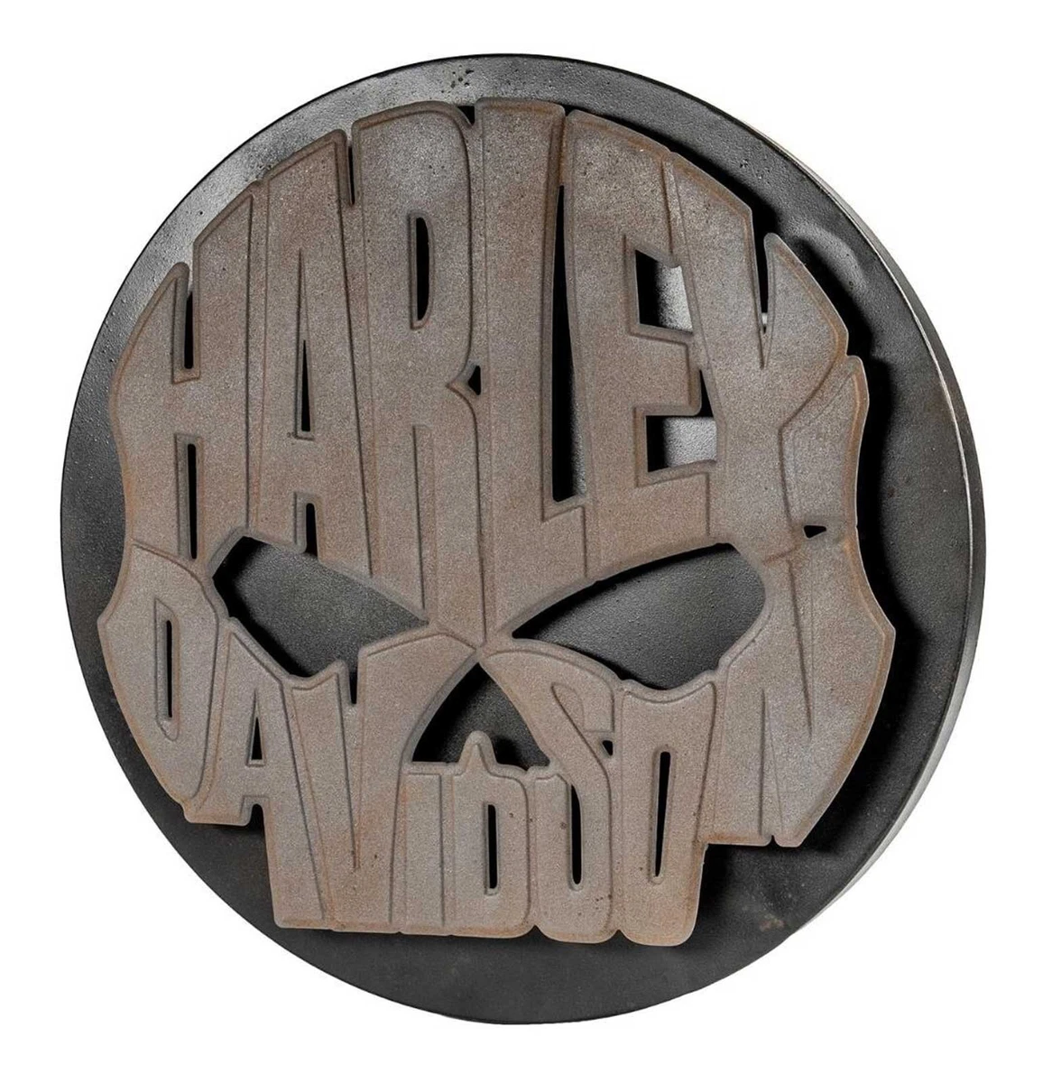 Harley-Davidson Two-Layer Willie G Skull Distressed Round Metal Wall Art Sign