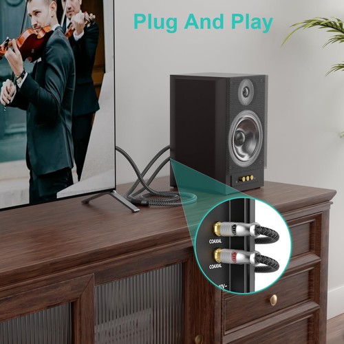 RCA Y Sdoppiatore 15Ft/5M - Bidirezionale 1 Maschio a 2 Maschio Subwoofer/Coassiale RCA... - Foto 6 di 7