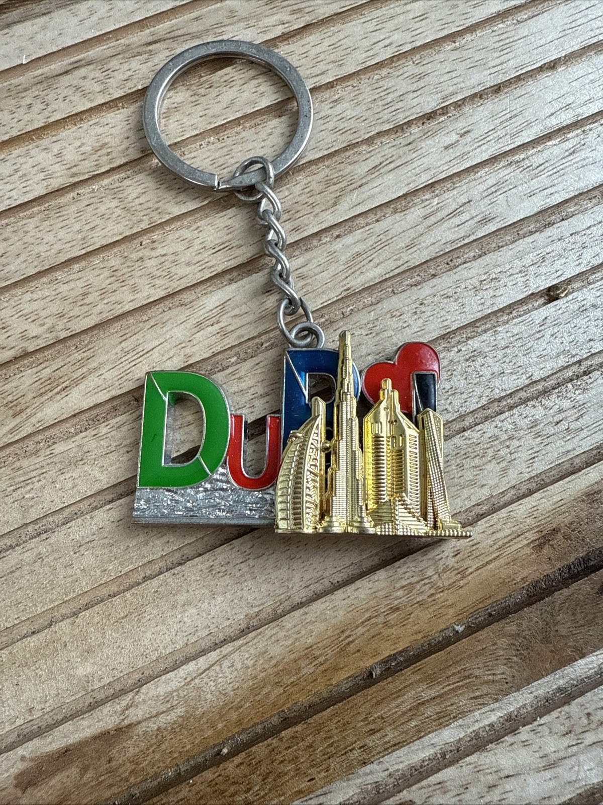 Dubai Souvenir Keychain Key Ring UAE Famous Buildings Double Sided Metal