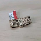 Vintage Gold-tone Swarovski Crystal Ribbon Bow Brooch Pin 1.5"